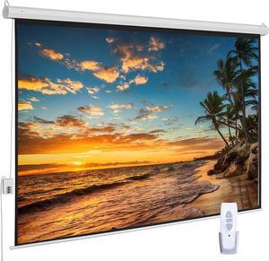 Auto Motorized Projector Screen with Remote Control 120 inch 4:3 Aspect Ratio Wall/Ceiling Mounted Electric Movie Screen Wrinkle-Free Great for Home Office Theater TV Silver