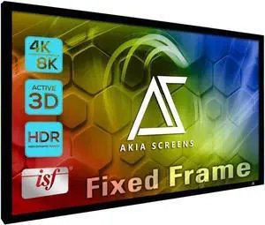 Akia Screens Fixed Frame Projector Screen 100 inch 16:9 8K 4K Ultra HD 3D Ready Wall Mount CINEWHITE UHD-B 100 Projection Screen for Indoor Movie Video Home Theater Cinema Office AK-FF100WH2