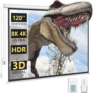 Electric Projector Screen with Remote 120 inch Projector Screen Automatic Air Indoor Projector Screen Drop Down Projector Screen Pull Down Motorized Projector Scree 4K 3D HD Projection Movie