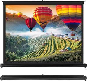 50 Inch Portable Projector Screen - Portable Floor Standing Manual Retractable Pull-Out Style Mobile Movie Screen Home Theater Cinema Wedding Party Office Presentation Quick Assembly