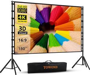 Projector Screen and Stand 180 inch Outdoor Projector Screen 15 FT Large Projection Screen Portable 16:9 4K HD Rear Front Movie Screen with Carry Bag Wrinkle-Free Design for Backyard Theater
