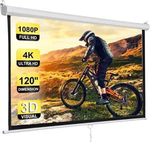 Smartxchoices 120" HD Manual Projector Screen 1.1 Format with Auto Lock Anti-Crease Home Theater Office Wall Mounted Ceiling Pull Down Projection 1.1 Gain Matte White,View Size: 84 x 84 inches