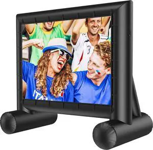 Amada Outdoor Inflatable Projector Screen 14 Feet Blow up Movie Screen with Fast Low-Noise Air Blower Support Front Rear Projection for Home Theater Backyard Movie Night Barbecue Pool Party