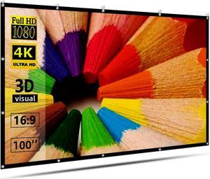 Projector Screen 100 inch Outdoor Projection Screen 16:9 4K HD Screen Wrinkle-Free