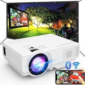 Projector with WiFi and Bluetooth 2024 Upgrade Outdoor Projector Mini Movie Projector Supports 1080P Synchronize Smartphone Screen by WiFi/USB Cable for Home Entertainment