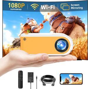 Wifi Mini Projector 1080P Supported Movie Projector Portable Projector for Outdoor Indoor Home Theater Wifi Screen Mirroring for Smartphone Compatible with Tablet TV Box Games etc