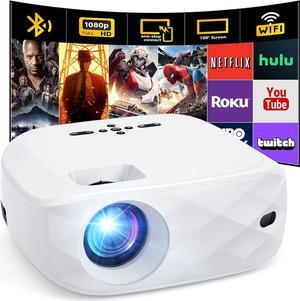 4K Projector with WiFi and Bluetooth One-step Mirroring Portable Projector for Phone Native 1080P Mini Projector with 100 Outdoor Projector Screen Compatible with Phone/Laptop/TV Stick/PS5