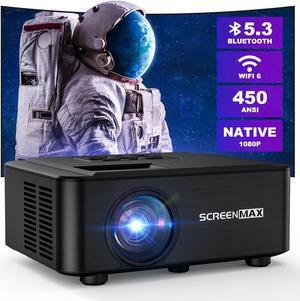 projector with wifi and bluetooth NATIVE 1080P projector 2024 450 ANSI portable movie projector for outdoor use zoom function home video LED projector compatible with IPhone/Android/TV Stick