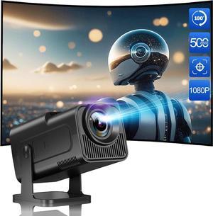 [180Adjustable Stand]Smart Mini Projector with WiFi and Bluetooth Full HD 1080P Auto Keystone 4K Video Portable Ceiling Projector Wifi 6 Android 11.0 (Black)