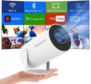 Portable Projector WiFi Bluetooth: Auto Keystone Mini projector for IOS Android Phone Laptop TV Stick HDMI USB