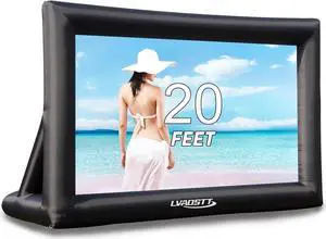 Inflatable Projector Screen 20FT Blow Up Movie Screen Outdoor Projector Easy Set Up One-Piece Design Front & Rear Projection with Air Blower for Outside Backyard Family Movie Night Pool Party