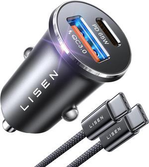 95W USB C Car Charger Adapter Fast Charge [All Metal] Cigarette Lighter USB Charger Fast Charging PD65W Dual Port Car Phone Charger for iPhone 15 Pro Max Plus 14  Galaxy S23 iPad Pro