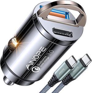 90W USB C Car Charger for iPhone 15 Fast Car Charger with 3.3ft Nylon Type C Cable Mini Cigarette Lighter USB Charger for iPhone 15/15 Pro Max/15 Plus/ S24 Ultra Piexl 7 Pro iPad