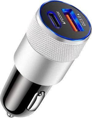 Car Charger 38W USB Type C PD Apple Android Cellphone Charging QC 3.0 Automobile Adapter Fast Charging All Vehicle Cigarette Lighter Outlet Port Plug