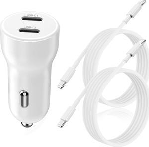 for iPhone 14 13 Car Charger 45W Dual Port USB C Car Charger Adapter with 6Ft Type C to Lightning Cable Fast Car Charger for iPhone 14 13 12 11 Pro Max/Pro/Plus/XS Max Mini XR iPad Pro-6FT