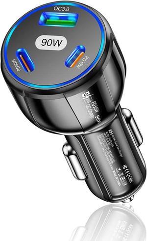 Car Fast Charger 90W Type C Car Charger Car Accessories Car Accessories Cigarette Lighter USB Car Charger Compatible with iPhone 14/13/12/Mini/Pro/Pro Max (Black)
