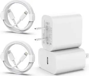 MFi Certified 2 Pack USB C Power Adapter with 2 Pack 6ft Lightning Cable Compatible Phone 14 Pro Max 13 12 11 Xs XR X iPad Fast Charging Cable Wall Charger Phone Charger