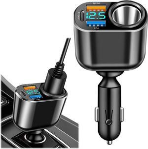4 in 1 USB C Car Charger Multi USB Cigarette Lighter Adapter Socket Splitter with 4 Ports USB Type C PD Fast Car Charger SD Adapter for All Device Charging iOS & Android Cell Phones