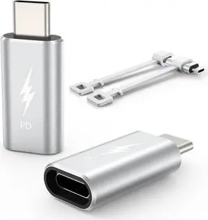 2 Pack Lightning to USB-C Adapter PD Fast Charging Compatible with Phone 15/Plus/Pro/Pro Max and More Type C Devices Support Data Transmission Not OTG Silver