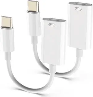 USB-C Male to Lightning Female Adapter Pack-2 Type C to Lightning Converter for Audio Charge&Data Fit for Lightning EarPods iPhone 15 iPad MacBook Pro iMac and More Devices with USB-C Port