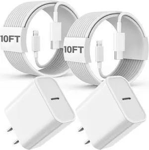 Fast Charger iPhone 10FT iPhone Charger Long 10Feet Fast Charger USB C to Lightning Cable Cord 2Pack Type C Wall Charger Box Block Plug for iPhone 14/14 Pro Max/14 Plus/13/13 Mini/12/11/X/XR/SE Fast Charger iPhone 10FT iPhone Charger Long 10Feet Fast Charger USB C to Lightning Cable Cord 2Pack Type C Wall Charger Box Block Plug for iPhone 14/14 Pro Max/14 Plus/13/13 Mini/12/11/X/XR/SE