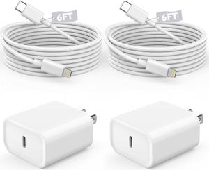 Fast Charger iPhone,iPhone Charger Fast Charging 2Pack USB C Wall Charger Block Fast iPhone Charger 6FT Type-C USB C to Lightning Cables Cord for iPhone 14/14Plus/13/12/11 Pro Max,Mini,8, iPad/AirPods