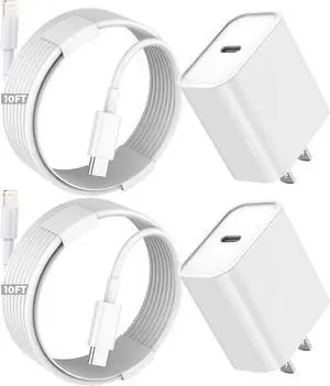 iPhone Fast Charger Extra Long Fast Charger iPhone 10Foot 2Pack iPhone Charger 20W 10FT Fast iPhone Fast Charging USB C to Lightning Cable Cord Adapter for iPhone 14 13 12 Mini 11 Pro Max/X/XR/SE/iPad