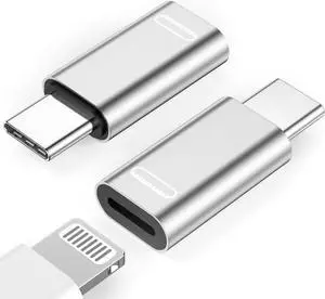 [MFi Certified] Lightning to USB C Adapter 2 Pack Lightning Female to USB C Male Adapter Connector for iPhone 15/15 Plus/15 Pro/15 Pro Max/iPad Pro/Air/Mini Support Fast Charging & Data Sync
