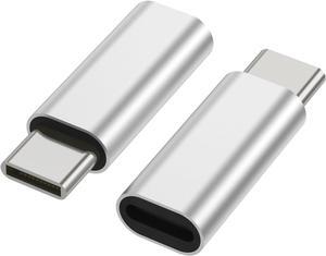 USB-C to Lightning Adapter 2 Pack Only Charging USB C Male to Lightning Female Adapter Compatible with iPhone 15 Series Galaxy S23 Note 20 Pixel 8 and More Type C Devices Silver
