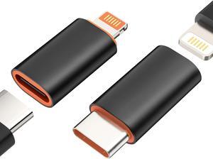 USB C Female to Lightning Male Adapter & Lightning Female to USB C Male Adapter for iPhone 15/14/13/iPad/AirPods/MacBook/ Support Fast Charge & Data Sync Not for Audio/OTG/Pencil Black