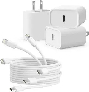 3Pack iPhone Charger [MFi Certified], iGENJUN 20W PD USB C Wall Charger Block with 6FT Type C to Lightning Cable Fast Charging Adapter Compatible with iPhone 14/14 Pro Max/13/XS/XR/X-White