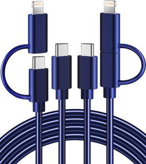 2Pack 2-in-1 6.6FT USB C to Lightning and USB C Charger Cable Multiple Fast Charging Cord Compatible with iPhone 15 14 13 12 11 Pro Max Mini iPad iPod  Google - RoyalBlue