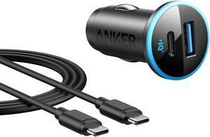 USB C Car Charger Adapter 52.5W Cigarette Lighter Charger 323 Car Charger with 30W PowerIQ 3.0 Fast Charging Cable for iPhone 15/15 Pro Max 14/13/12 Series Galaxy S23/22 Pixel