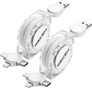 Retractable Multiple Charging Cable 3 in 1 with Mobile Phone/Type C/Micro USB Port for Cellphone/Galaxy S9/S8/S7/Hawei and More