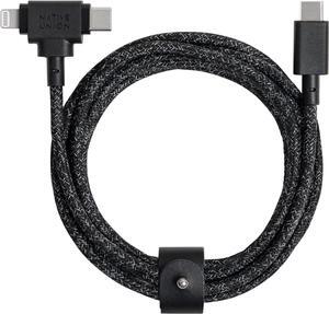 Belt Cable Duo C 5ft Ultra-Strong Braided Universal Charging Cable C Made with Recycled Materials C 2-in-1 Multi-Device MFi Certified Connectors for Lightning & Type-C Devices (Cosmos)