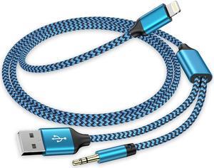 Car Aux Cord for iPhone Lightning to 3.5mm Male Audio 2-in-1 MFI Certified 4ft Auxiliar & Charging Cable for Car/Home Stereo Speaker Headphone Compatible with iPhone 14 13 12 11 Pro Max XR X 8 Plus