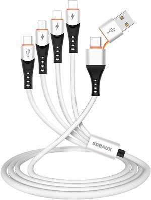 6 in 1 USB A to USB C Multi 4 in 1 Dual Phone Type C Micro Port Charger Cord 3A Fast Charging Cable Compatible with Most Mobile Phones and Electronic Devices Tablets