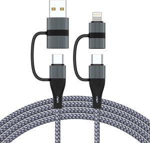USB C to Lightning Adapter Cable (3.3FT) 4 in 1 USB Type C/A Male to USB C/Lightning Male 60W Fast Charging Adapter Cord for iPhone 15/14/13/12 iPad Pro/Air MacBook and More