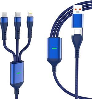 100W Multi Charging Cable USB C to Multi Charger Cable Nylon Braided 3 in 1 Charging Cable with Lightning/Type C/Micro-USB USB A to C PD Port Fast Charging Cord Adapter for Laptop Phone Tablet