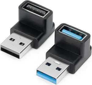 USB 3.1 Adapter 90 Degree (2 Pack) Up and Down Angle 90 Degree USB3.1 Type A Male to USB-A Female Adapter USB Coupler Adapters Fast Charging Converter OTG (USB 3.1 Up Down)
