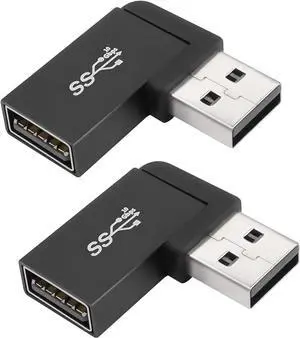 90Angle USB 3.1 Adapter 10Gbps USB 3.1 Male to Female Right Angle Connector USB A 3.1 L-Angle Converter Coupler Support Data Transfer OTG 3A Charging 2Pcs(Right Angle Side Bend)