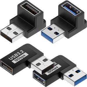 4 Pack 10Gbps USB 3.1 Male to Female Adapter 90 Degree Right Angle USB Cable Extension Connector 4 Types for PC Desktop Laptop USB Hub USB Charger and More