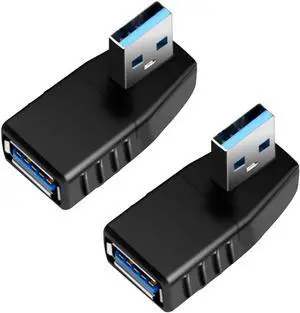 USB 3.0 Adapter 90 Degree Male to Female Coupler Connector Plug Left Right Up Down Angle (USB 3.0 Adapter Left 2PCS)