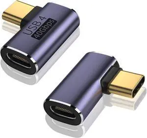 V USB C 90 Degree Adapter (2 Pack) 40Gbps Data Transfer USB Type C Male to Female Right Angle Extender for Steam Deck Switch Thunderbolt4 Laptop Mobile Phone Tablet