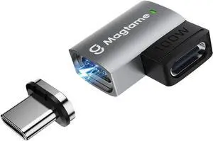 Mangnetic 90 Degree USB-C Male to USB-C Female Adapter 100W Right Angle 480Mbps Data Transfer USB Type C PD Extender Compatible with ROG Ally Steam Deck Switch iPhone 15/15 Pro Max