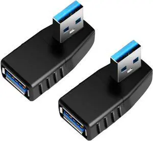 USB 3.0 Adapter 90 Degree Male to Female Coupler Connector Plug Left Right Up Down Angle (USB 3.0 Adapter Right 2PCS)