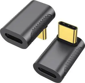 USB C Right Angle Adapter (2 Pack) 90 Degree USB C Male to Female Connector for Steam Deck ROG Ally Switch MacBook Tablet Phone and More Type C Devices