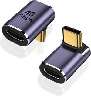 90 Degree USB C Adapter Thunderbolt 4 Compatible Aluminum Alloy Housing Supports Video Audio Sync Charging Fast Transfer Wide Compatibility