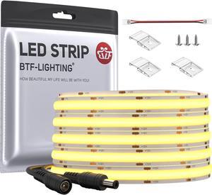 FCOB COB Flexible High Density Uniform Light LED Strip 14W/m 16.4FT DC12V Warm White 3000K CRI 90+ 10mm Width Dimmable LED Ribbon for Indoor Decoration(No Adapter or Controller)