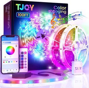 100ft Bluetooth LED Strip Lights Music Sync LED Lights Strip RGB Color Changing LED Lights with Remote Smart Phone APP Control LED Lights for Bedroom TV Room DIY (APP+Remote +Mic)